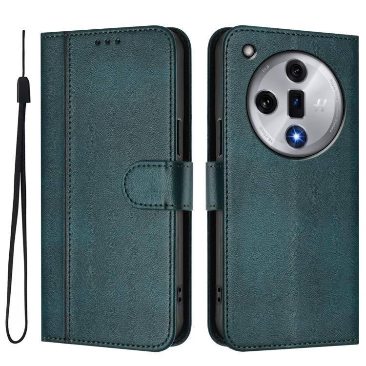 For OPPO Find X7 Line Splicing Buckle Retro Leather Phone Case