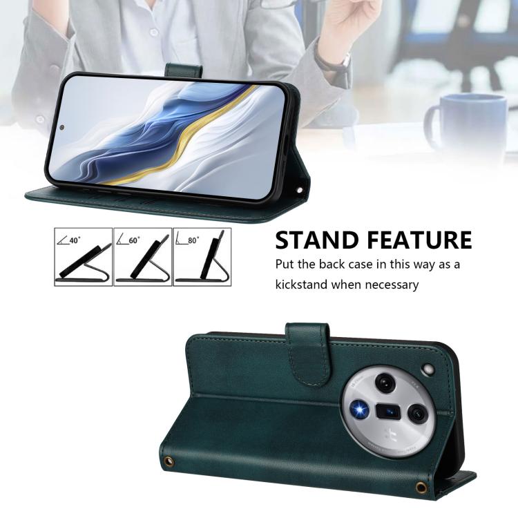 For OPPO Find X7 Line Splicing Buckle Retro Leather Phone Case
