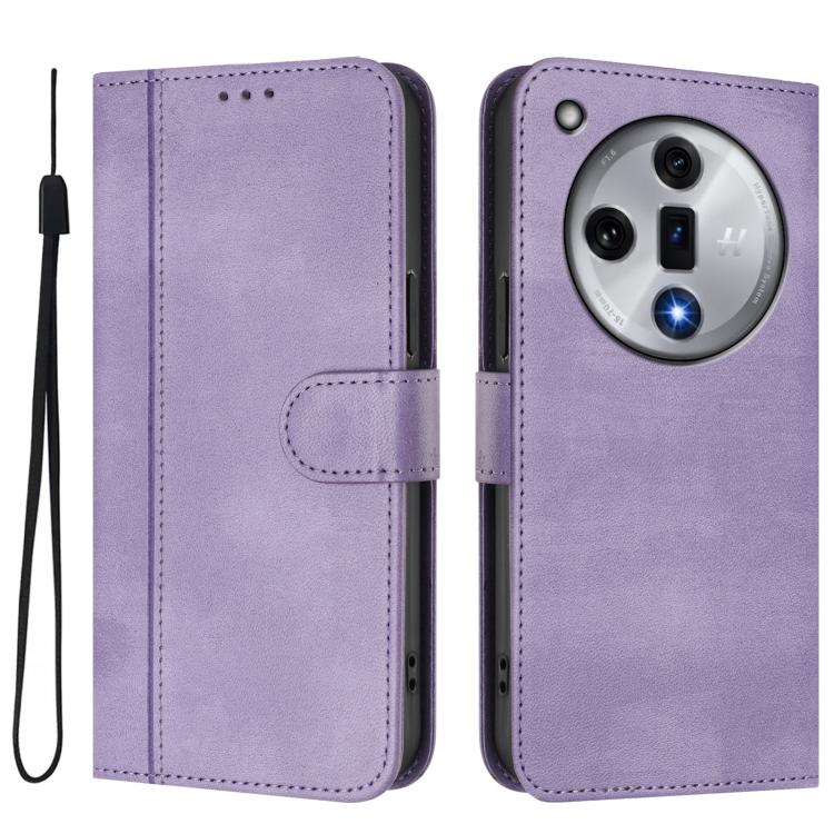 For OPPO Find X7 Line Splicing Buckle Retro Leather Phone Case
