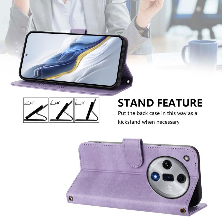 For OPPO Find X7 Line Splicing Buckle Retro Leather Phone Case