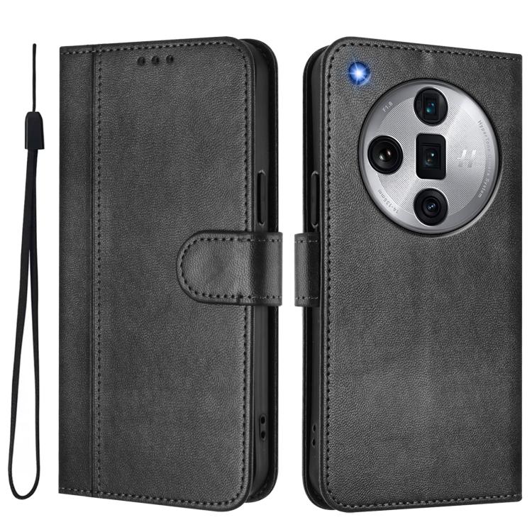 For OPPO Find X7 Ultra Line Splicing Buckle Retro Leather Phone Case