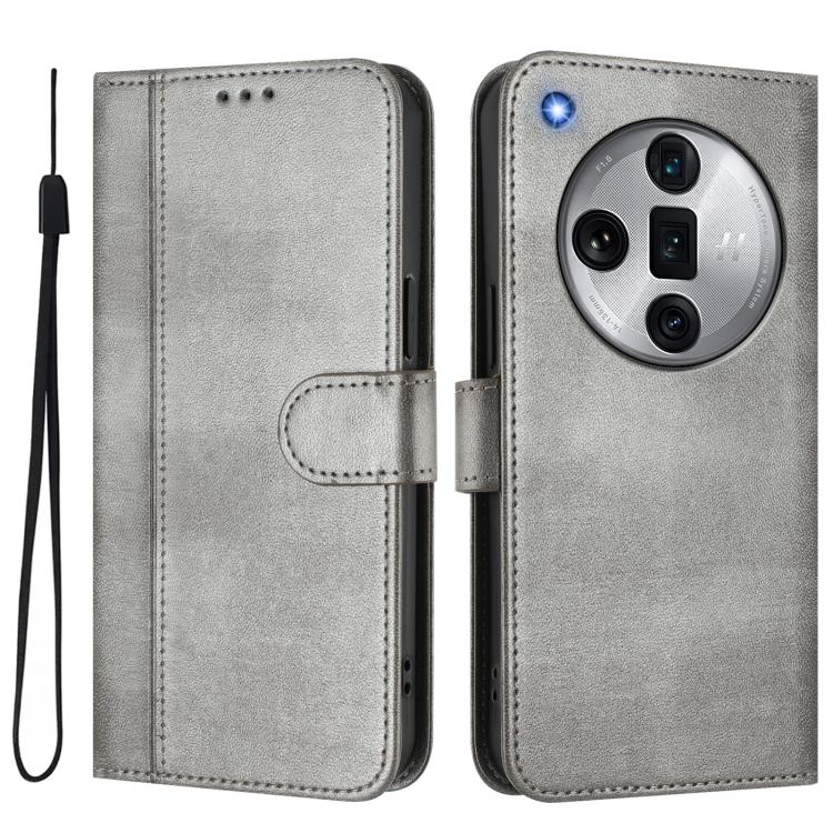 For OPPO Find X7 Ultra Line Splicing Buckle Retro Leather Phone Case