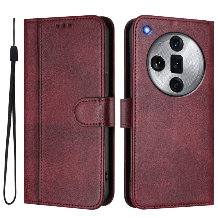 For OPPO Find X7 Ultra Line Splicing Buckle Retro Leather Phone Case
