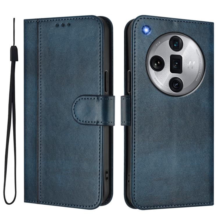 For OPPO Find X7 Ultra Line Splicing Buckle Retro Leather Phone Case