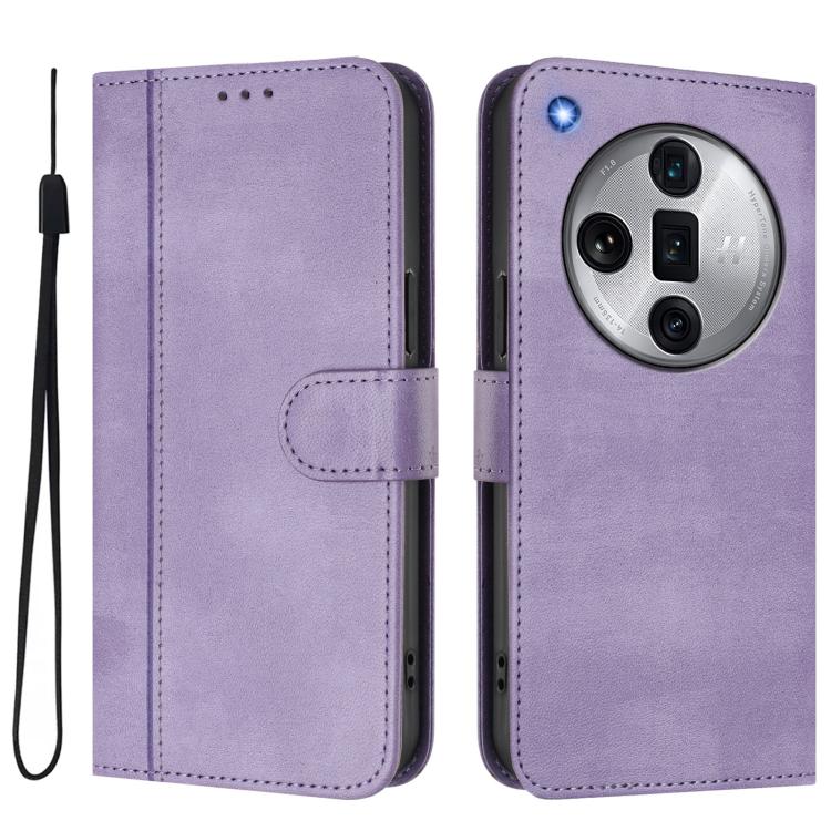 For OPPO Find X7 Ultra Line Splicing Buckle Retro Leather Phone Case