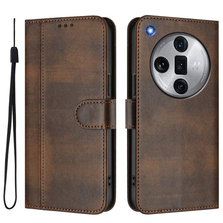 For OPPO Find X7 Ultra Line Splicing Buckle Retro Leather Phone Case