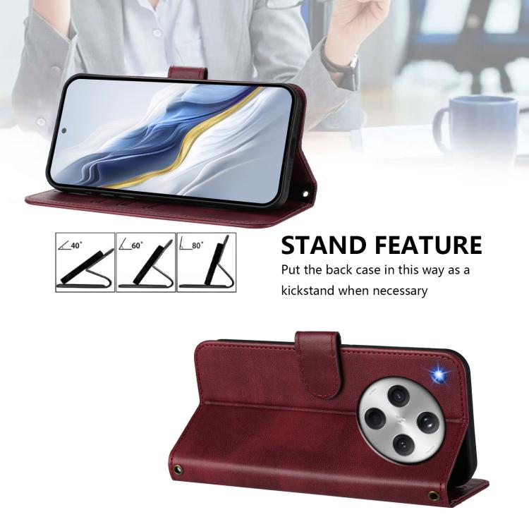 For OPPO Find X8 5G Line Splicing Buckle Retro Leather Phone Case