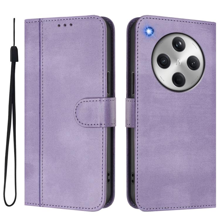 For OPPO Find X8 5G Line Splicing Buckle Retro Leather Phone Case