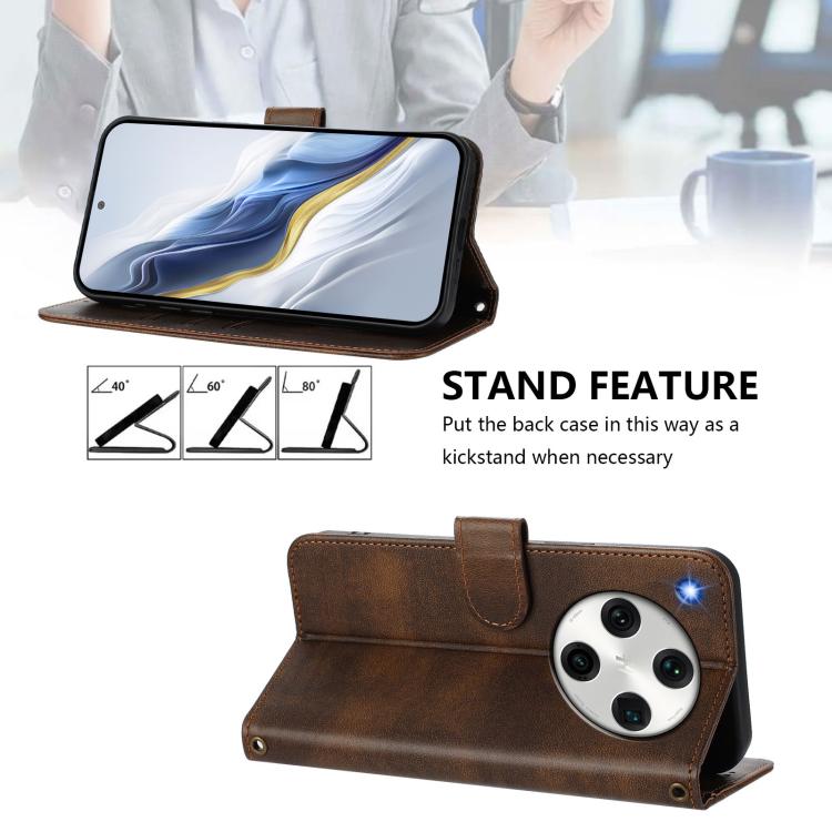 For OPPO Find X8 Pro 5G Line Splicing Buckle Retro Leather Phone Case
