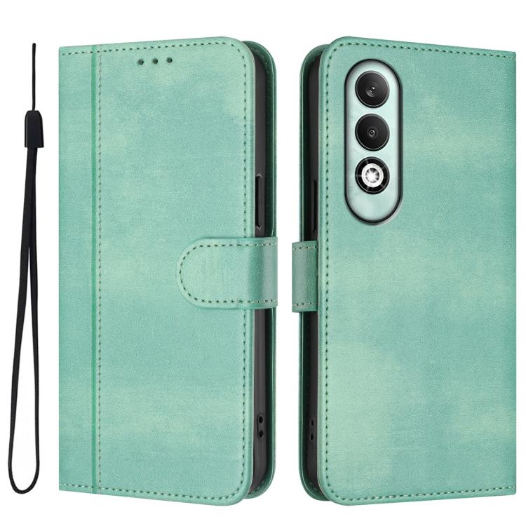 For OPPO K12x 5G Global Line Splicing Buckle Retro Leather Phone Case
