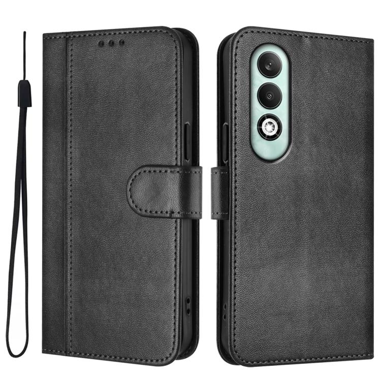 For OPPO K12x 5G Global Line Splicing Buckle Retro Leather Phone Case