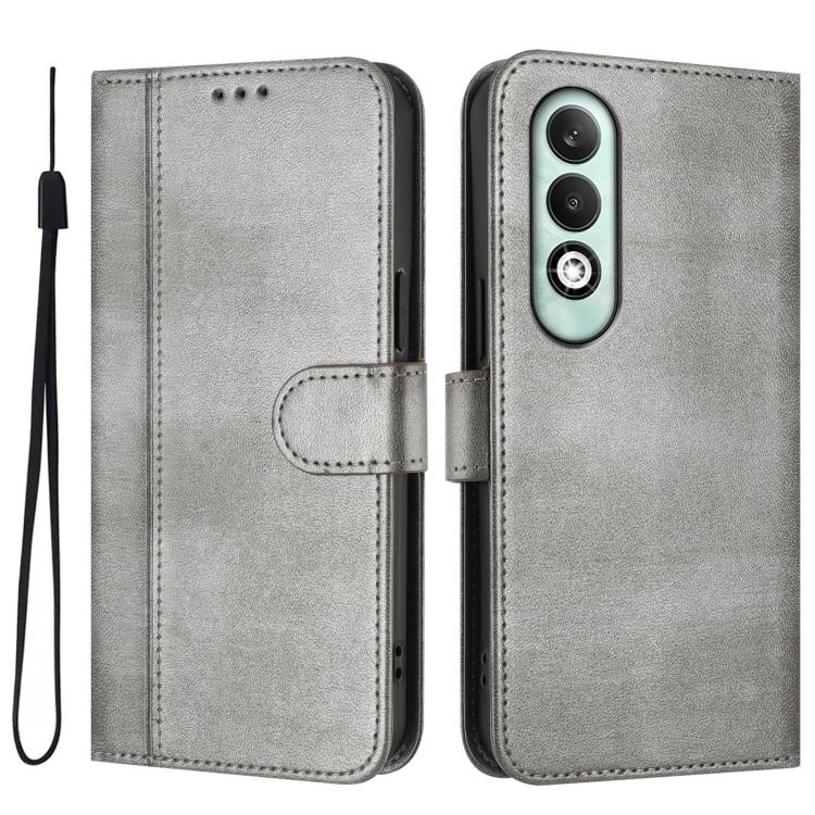 For OPPO K12x 5G Global Line Splicing Buckle Retro Leather Phone Case