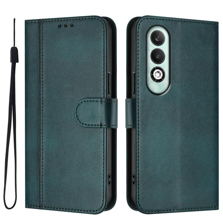 For OPPO K12x 5G Global Line Splicing Buckle Retro Leather Phone Case