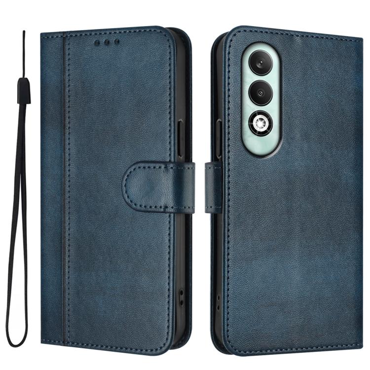 For OPPO K12x 5G Global Line Splicing Buckle Retro Leather Phone Case