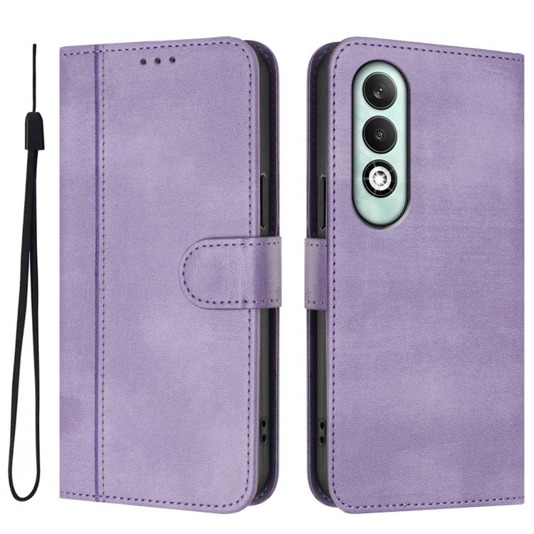 For OPPO K12x 5G Global Line Splicing Buckle Retro Leather Phone Case