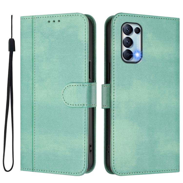 For OPPO Reno5 4G / 5G / Find X3 Lite Line Splicing Buckle Retro Leather Phone Case