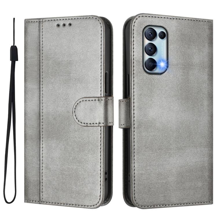 For OPPO Reno5 4G / 5G / Find X3 Lite Line Splicing Buckle Retro Leather Phone Case