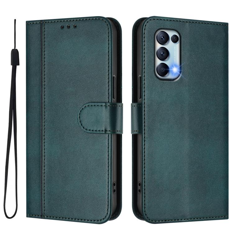 For OPPO Reno5 4G / 5G / Find X3 Lite Line Splicing Buckle Retro Leather Phone Case