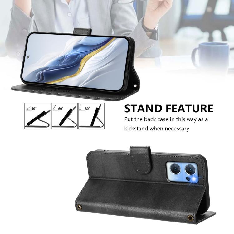 For OPPO Reno7 5G Global / Find X5 Lite Line Splicing Buckle Retro Leather Phone Case