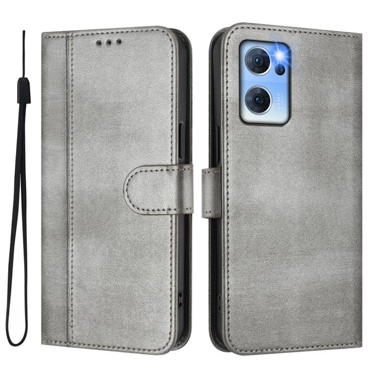 For OPPO Reno7 5G Global / Find X5 Lite Line Splicing Buckle Retro Leather Phone Case