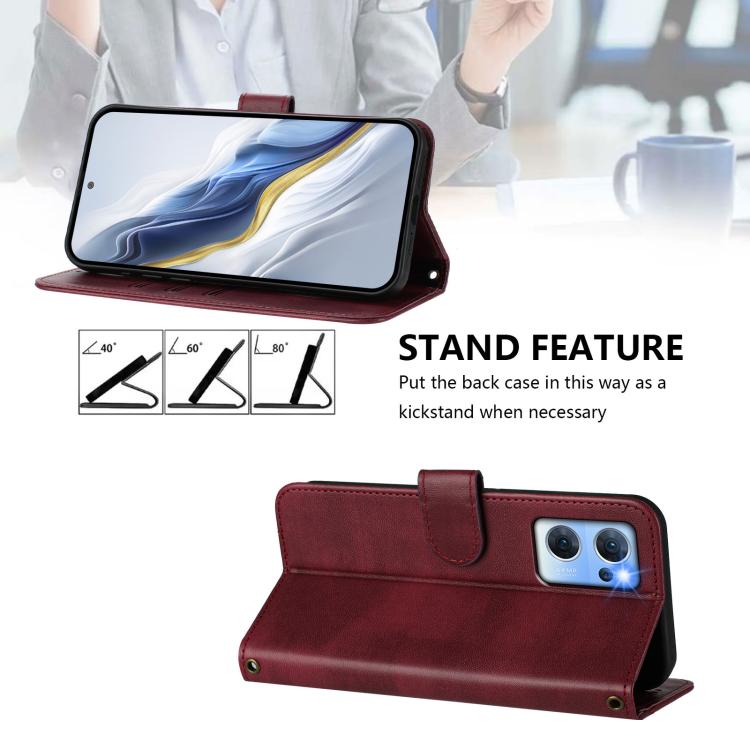 For OPPO Reno7 5G Global / Find X5 Lite Line Splicing Buckle Retro Leather Phone Case