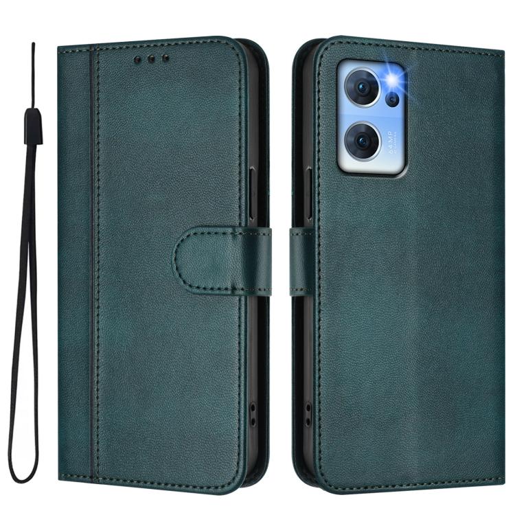 For OPPO Reno7 5G Global / Find X5 Lite Line Splicing Buckle Retro Leather Phone Case