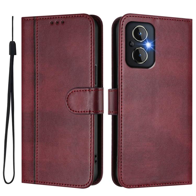 For OPPO Reno8 4G / Reno7 4G Global Line Splicing Buckle Retro Leather Phone Case