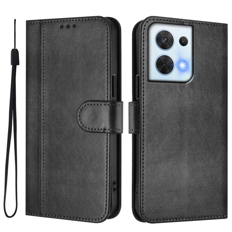 For OPPO Reno8 5G Line Splicing Buckle Retro Leather Phone Case