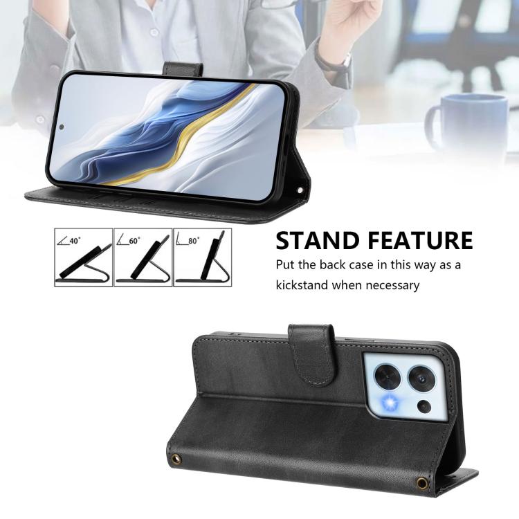 For OPPO Reno8 5G Line Splicing Buckle Retro Leather Phone Case