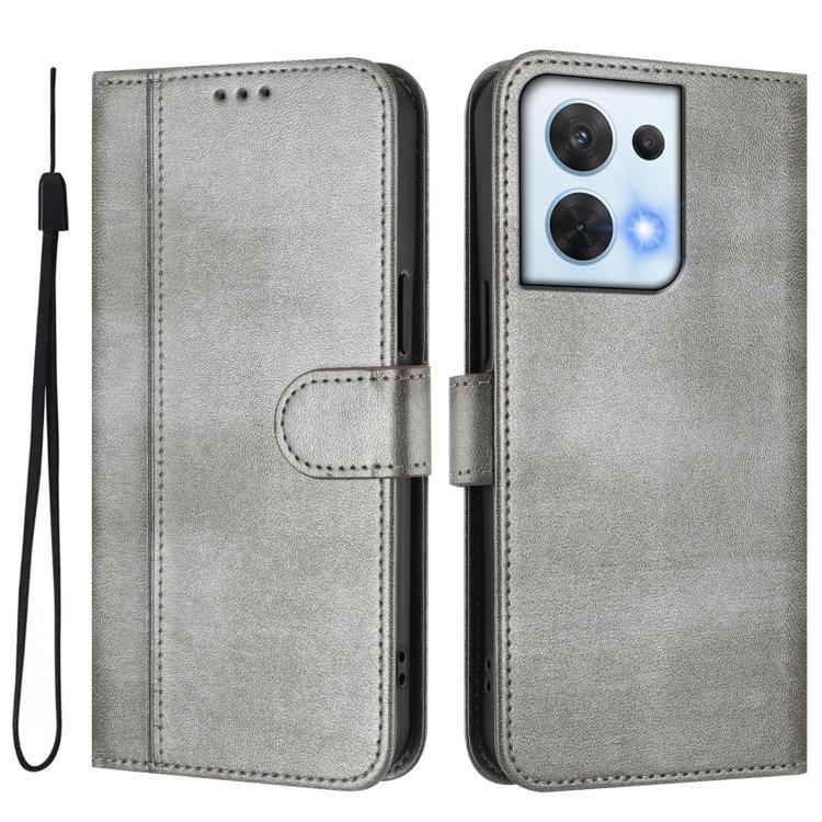 For OPPO Reno8 5G Line Splicing Buckle Retro Leather Phone Case