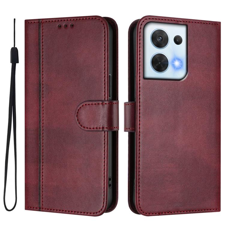 For OPPO Reno8 5G Line Splicing Buckle Retro Leather Phone Case