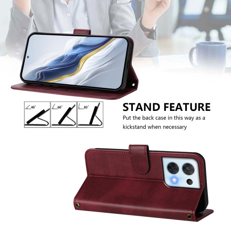 For OPPO Reno8 5G Line Splicing Buckle Retro Leather Phone Case