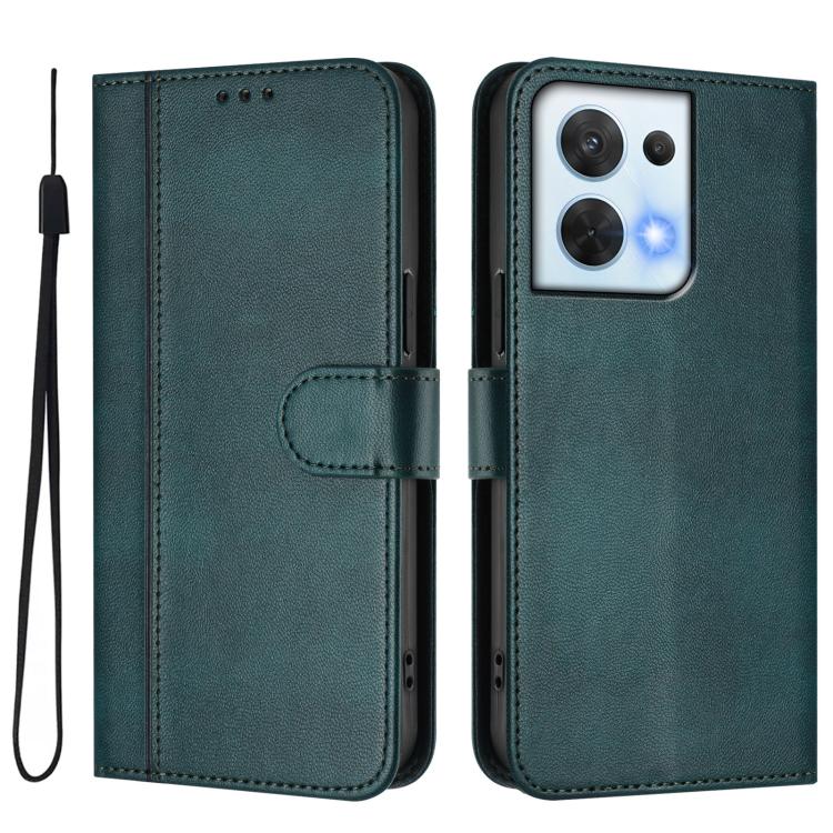 For OPPO Reno8 5G Line Splicing Buckle Retro Leather Phone Case