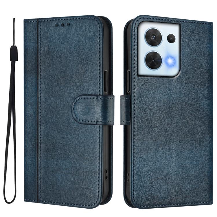 For OPPO Reno8 5G Line Splicing Buckle Retro Leather Phone Case