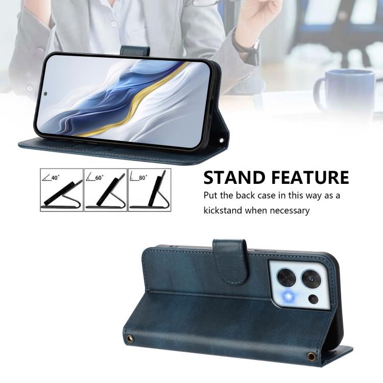For OPPO Reno8 5G Line Splicing Buckle Retro Leather Phone Case