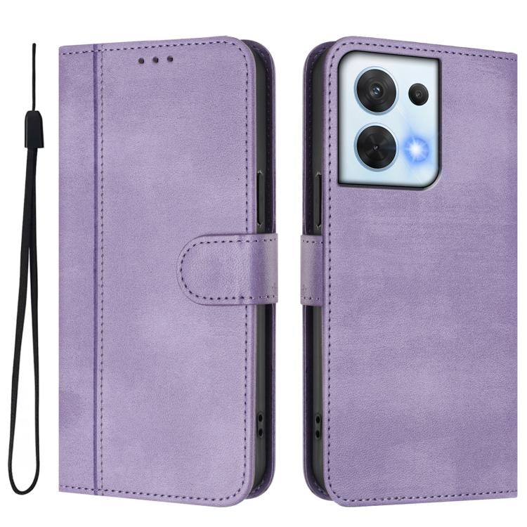 For OPPO Reno8 5G Line Splicing Buckle Retro Leather Phone Case