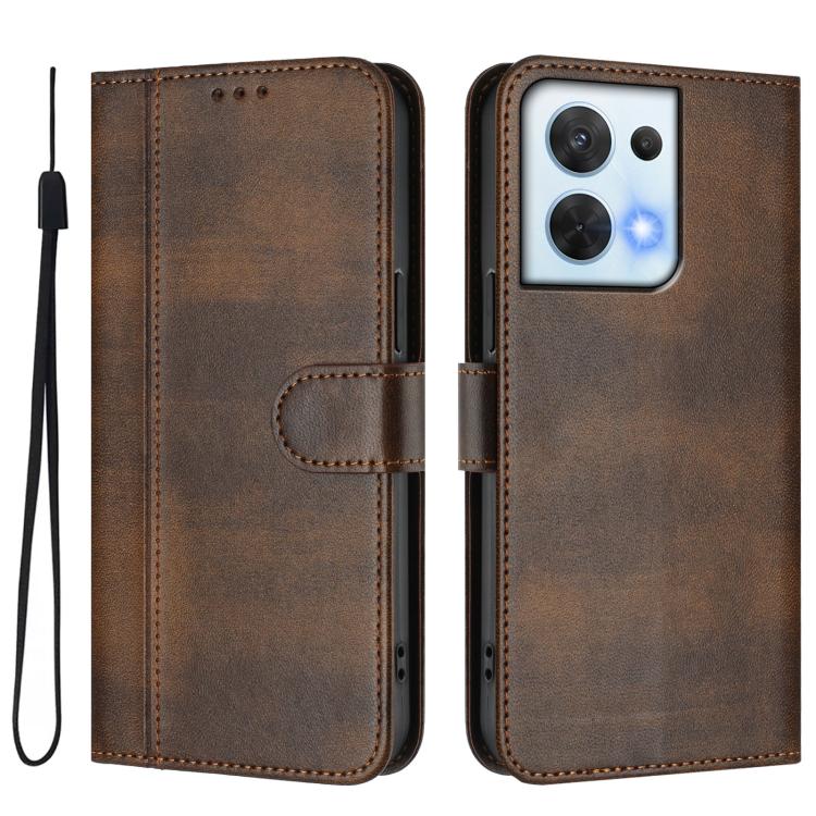 For OPPO Reno8 5G Line Splicing Buckle Retro Leather Phone Case
