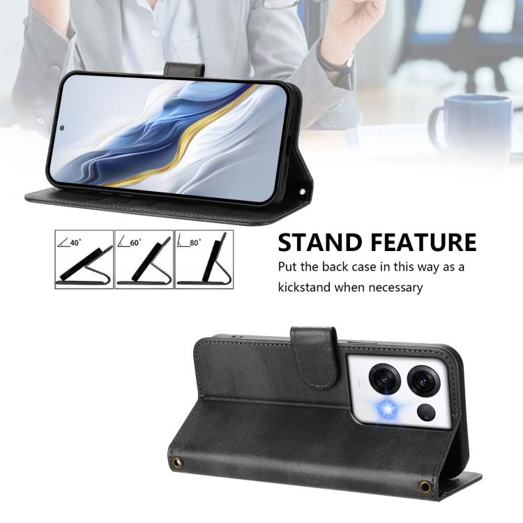For OPPO Reno8 Pro 5G Global Line Splicing Buckle Retro Leather Phone Case