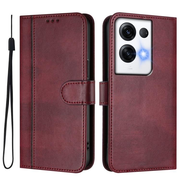 For OPPO Reno8 Pro 5G Global Line Splicing Buckle Retro Leather Phone Case