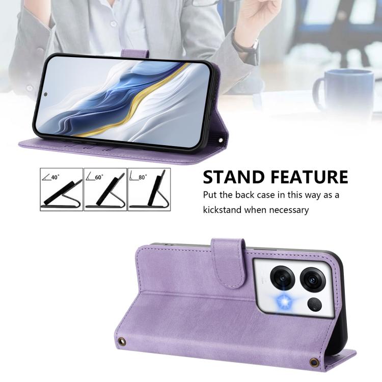 For OPPO Reno8 Pro 5G Global Line Splicing Buckle Retro Leather Phone Case