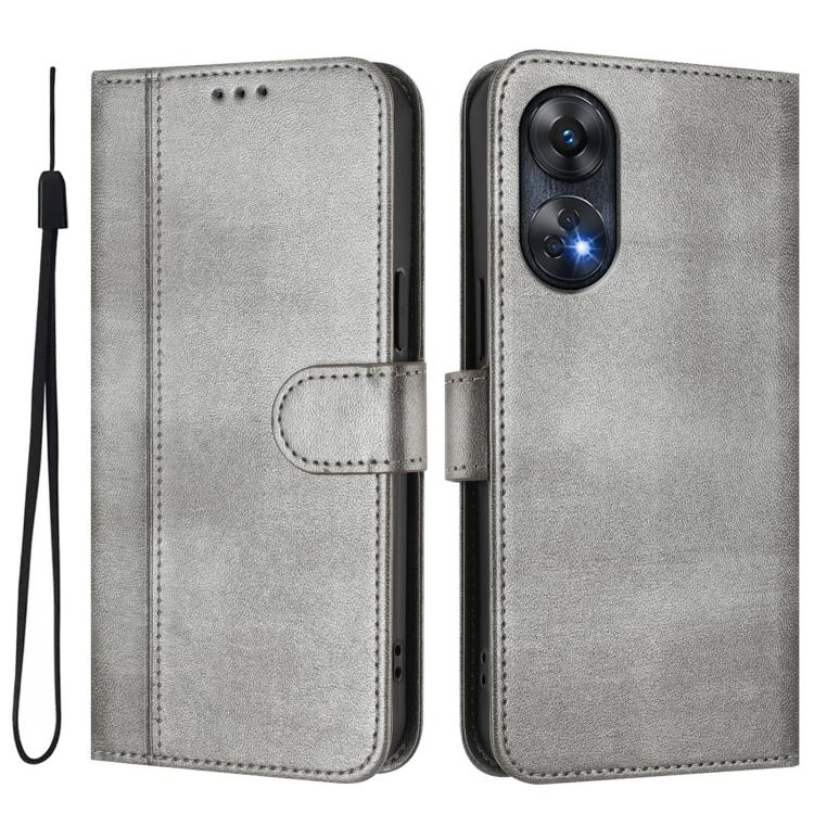 For OPPO Reno8 T 4G Global Line Splicing Buckle Retro Leather Phone Case