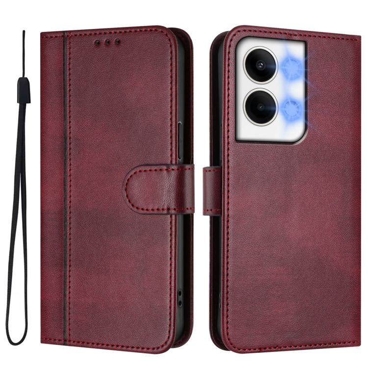 For OPPO Reno9 5G / Reno9 Pro 5G Line Splicing Buckle Retro Leather Phone Case
