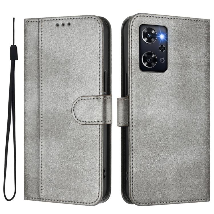For OPPO Reno9 A Line Splicing Buckle Retro Leather Phone Case