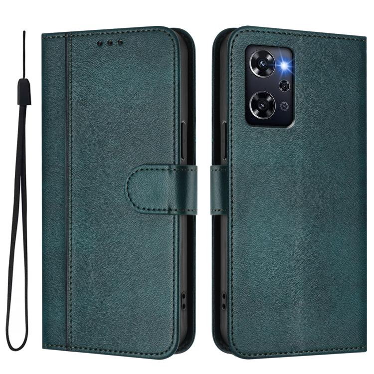 For OPPO Reno9 A Line Splicing Buckle Retro Leather Phone Case