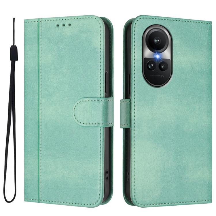 For OPPO Reno10 5G / Reno10 Pro Global Line Splicing Buckle Retro Leather Phone Case