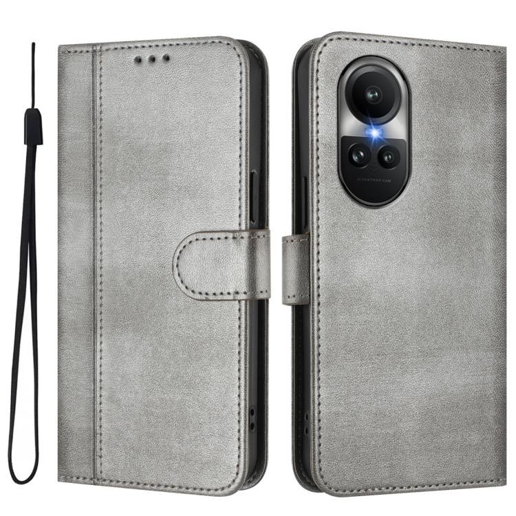For OPPO Reno10 5G / Reno10 Pro Global Line Splicing Buckle Retro Leather Phone Case