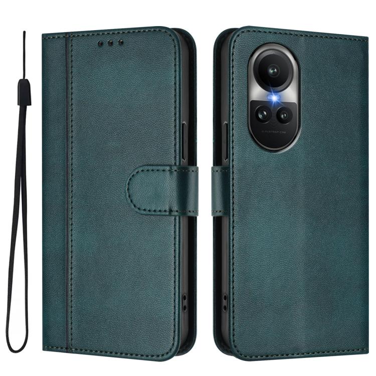 For OPPO Reno10 5G / Reno10 Pro Global Line Splicing Buckle Retro Leather Phone Case