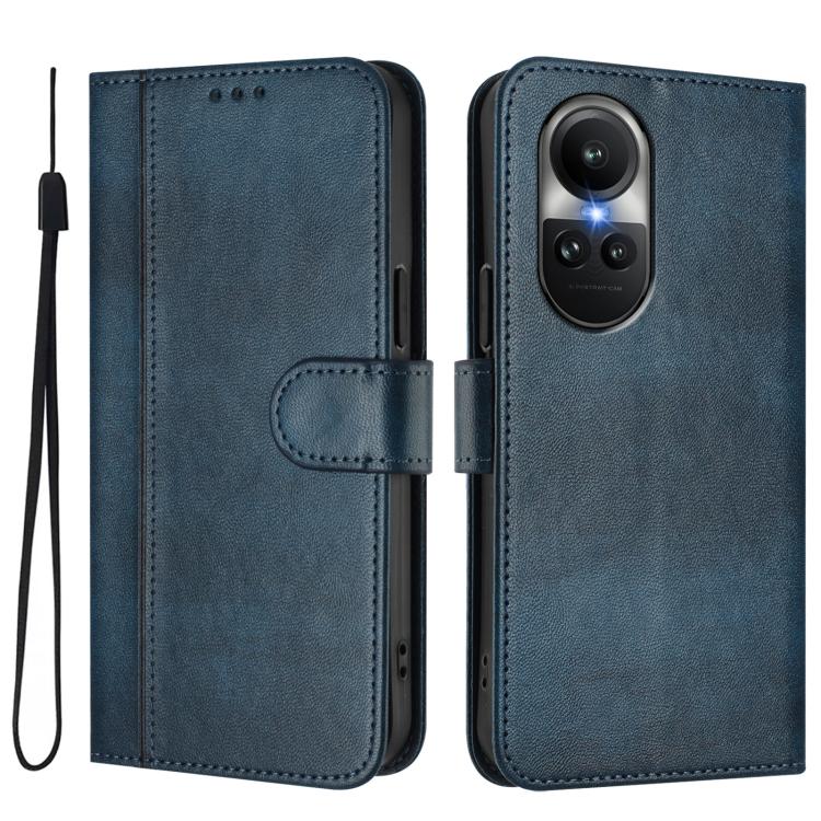 For OPPO Reno10 5G / Reno10 Pro Global Line Splicing Buckle Retro Leather Phone Case