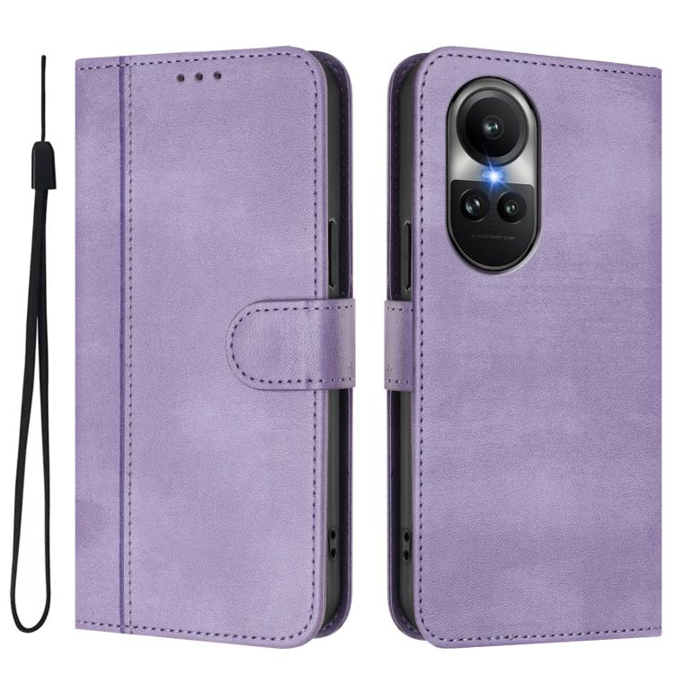 For OPPO Reno10 5G / Reno10 Pro Global Line Splicing Buckle Retro Leather Phone Case