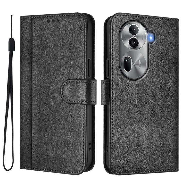 For OPPO Reno11 Pro 5G Global Line Splicing Buckle Retro Leather Phone Case
